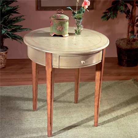 Round End Table with Tapered Legs